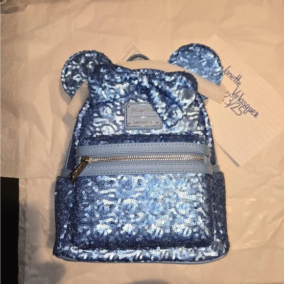 Loungefly | Bags | Loungefly Shimmering Blue Sequin Backpack  display picture 2